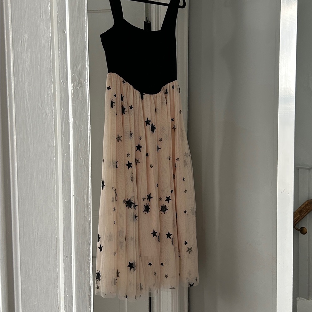 Anthropologie Maeve Twofer Maxi Dress Square-Neck A-Line Stars Pink Size Small